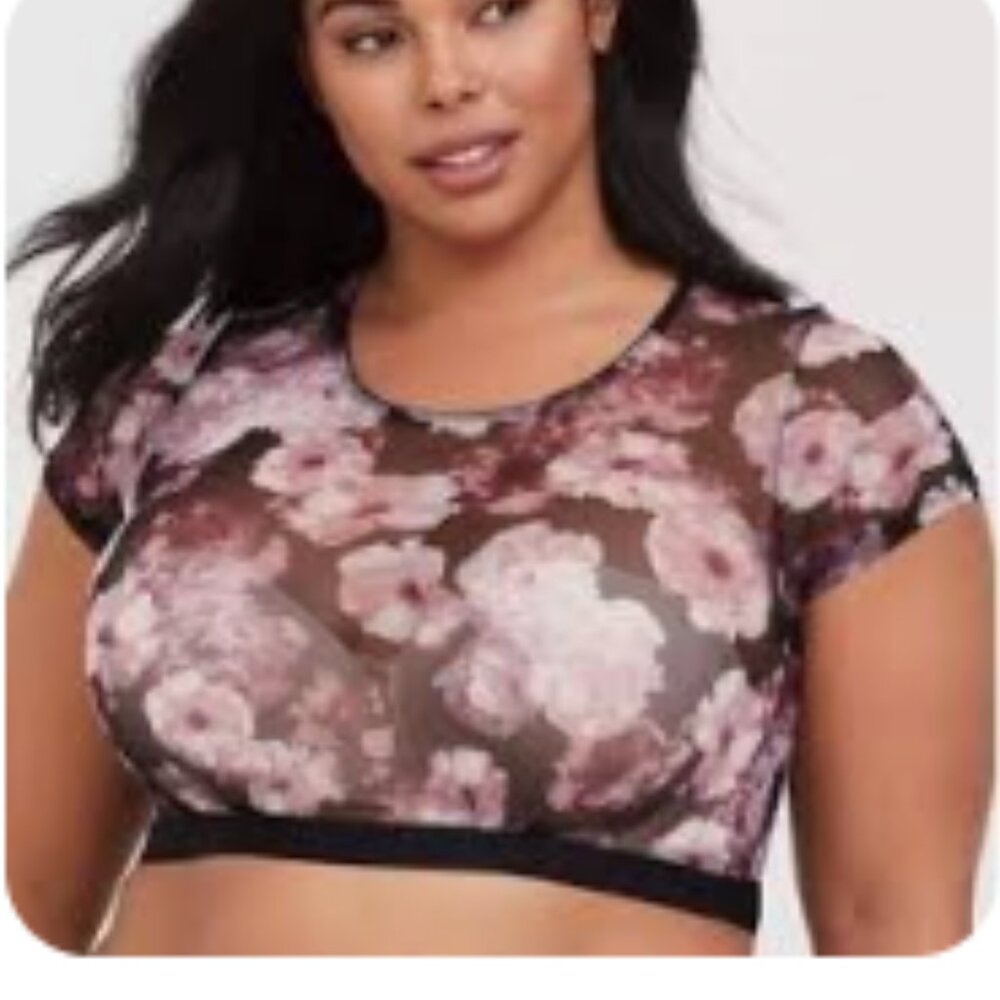 NWT Torrid Black and Purple Floral Crop Top